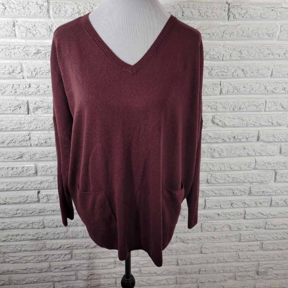 Denim Co Womens Sweater XLP Long Dolman Sleeve Purple Soft Acrylic PUR13E